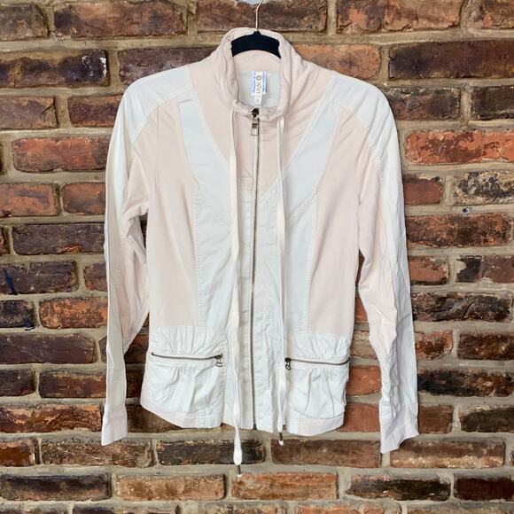XCVI Beige Cream Color Block Full Zip Lightweight Jacket Women's Size Small - Picture 1 of 6